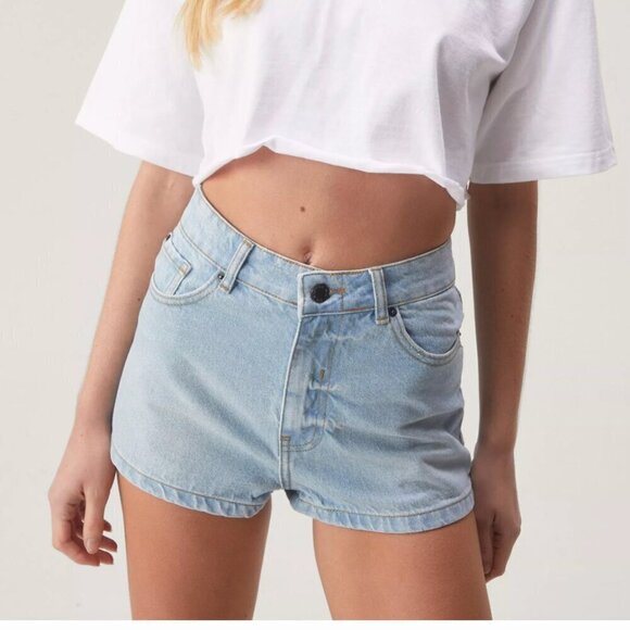 Nasty Gal Cheeky Denim Short, Size 12, Light Wash, High Rise - Picture 1 of 2